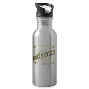 Münster Deutschland Stadt Schrift Vintage Retro - Trinkflasche mit integriertem Trinkhalm - Lightsilver - Rechts