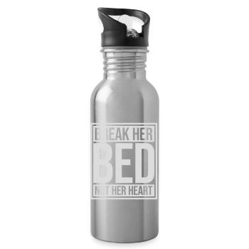 break her bed Zitat - Trinkflasche mit integriertem Trinkhalm - Lightsilver - Rechts