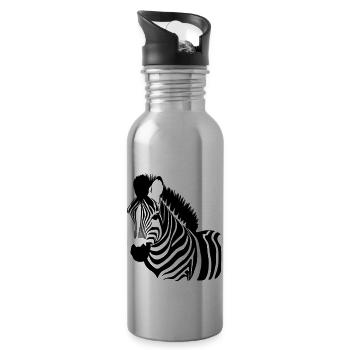 Fun Zebra Cartoon Natur Tier Safari Vektor 3 - Trinkflasche mit integriertem Trinkhalm - Lightsilver - Rechts