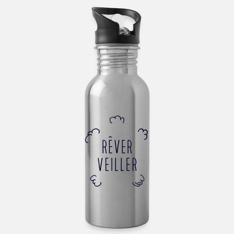 Rêver veiller - Gourde avec paille intégrée - argent clair
