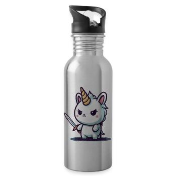 Licorne bad ass - Gourde avec paille intégrée - argent clair - Droite