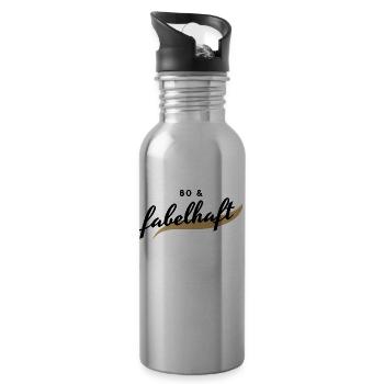 80. Geburtstag, 80 & fabelhaft - Trinkflasche mit integriertem Trinkhalm - Lightsilver - Rechts