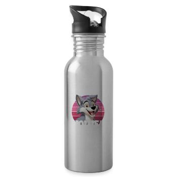 Wolf Just A Girl Who Loves Wolves Wolfskopf - Trinkflasche mit integriertem Trinkhalm - Lightsilver - Rechts