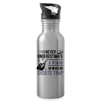 Trapschießen - Trinkflasche mit integriertem Trinkhalm - Lightsilver - Rechts