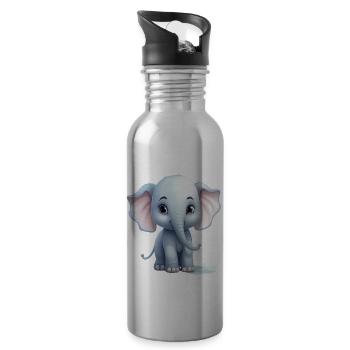 Cute Elephant Baby - Water bottle with straw - silver - Right