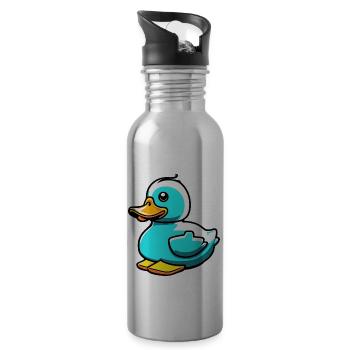 Gummiente / Badeente / Wasser / Badewanne - Trinkflasche mit integriertem Trinkhalm - Lightsilver - Rechts
