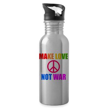 Make love not war - Gourde avec paille intégrée - argent clair - Droite