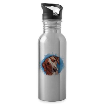 Hund SAVEBRACKE Jagdhund türkis Aquarell Design  - Trinkflasche mit integriertem Trinkhalm - Lightsilver - Rechts