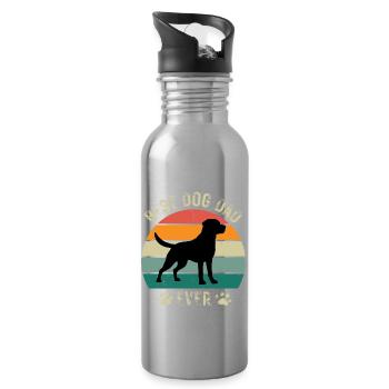 Dog Dog Dad Labrador Father's Day Birthday Retro - Water bottle with straw - silver - Right