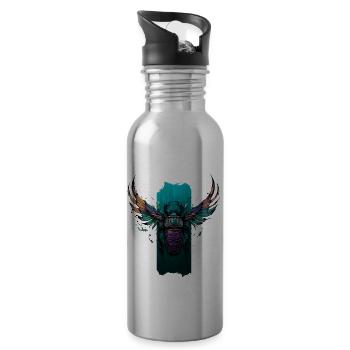 Himmlischer Wächter: Geflügelter Skarabäus Eleganz - Trinkflasche mit integriertem Trinkhalm - Lightsilver - Rechts