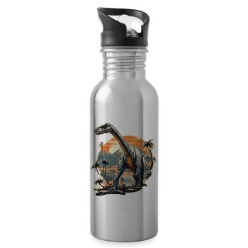Dinosaure / Animal / Préhistorique / Reptile / Garçons - Gourde avec paille intégrée - argent clair - Droite