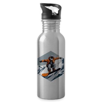 Snowboarder Alter Mann mit Bart - Trinkflasche mit integriertem Trinkhalm - Lightsilver - Rechts