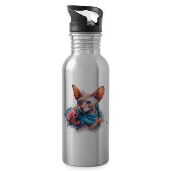 Sphynx Katze für Katzenliebhaber - Trinkflasche mit integriertem Trinkhalm - Lightsilver - Rechts