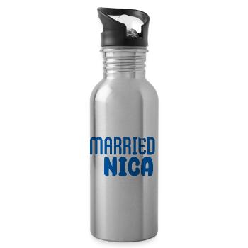 Happily Married To A Nica Queen Husband Nicaraguan - Water bottle with straw - silver - Right