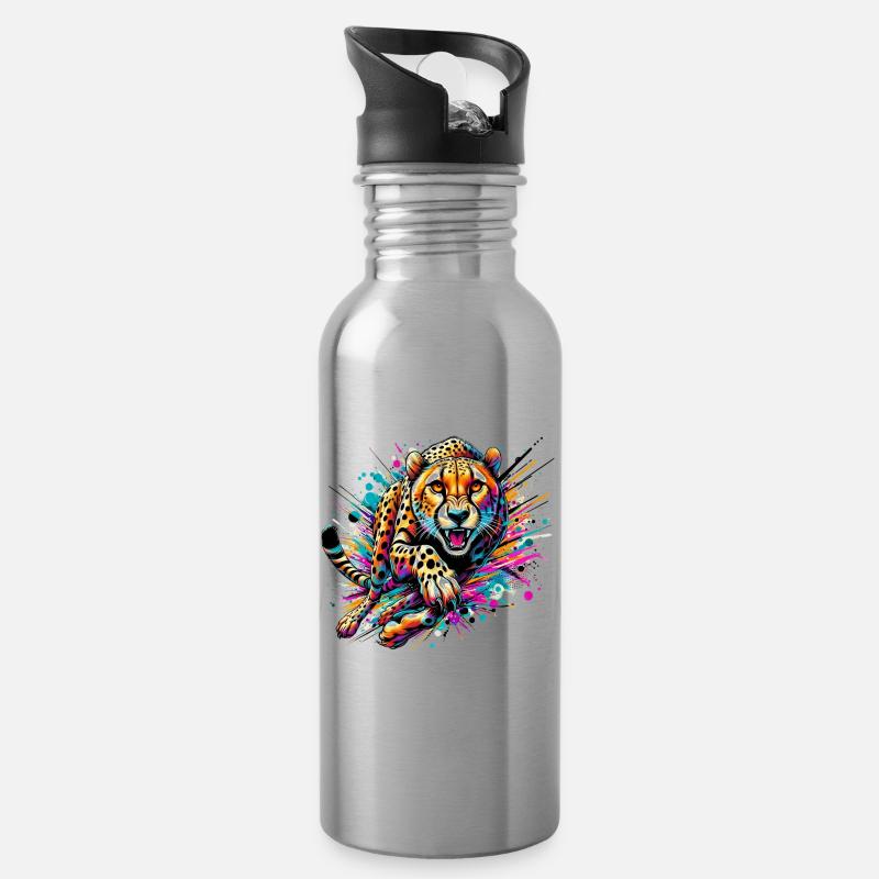 Gepard - Trinkflasche mit integriertem Trinkhalm - Lightsilver