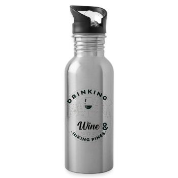 Weintrinken und Kiefernwandern - Trinkflasche mit integriertem Trinkhalm - Lightsilver - Rechts