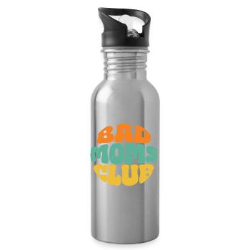 bad moms club retro logo kreis - Trinkflasche mit integriertem Trinkhalm - Lightsilver - Rechts