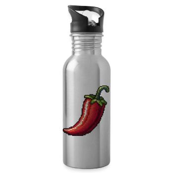 Icône Pixel Chili - Gourde avec paille intégrée - argent clair - Droite