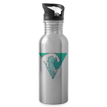 Wave in triangle - Water bottle with straw - silver - Right