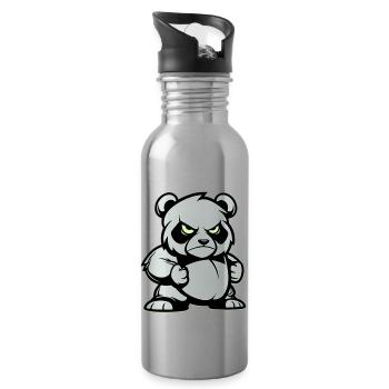 Panda Bear Comic - Water bottle with straw - silver - Right
