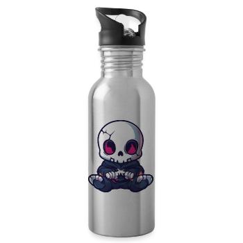 Zombie Halloween Skeleton Baby - Water bottle with straw - silver - Right