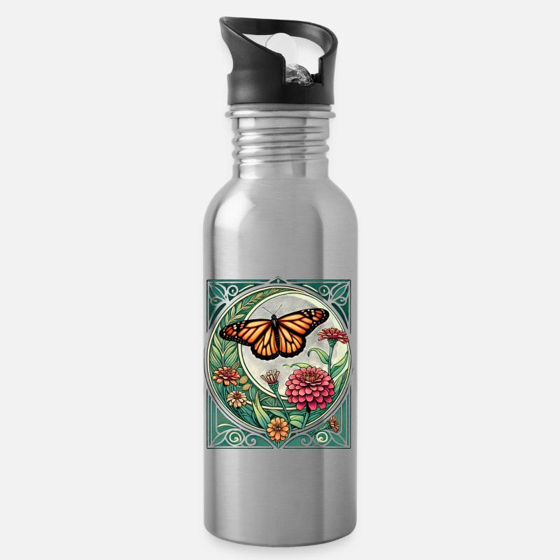 Monarch - Trinkflasche mit integriertem Trinkhalm - Lightsilver