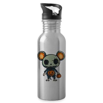 Mouse Halloween Comic Funny - Water bottle with straw - silver - Right