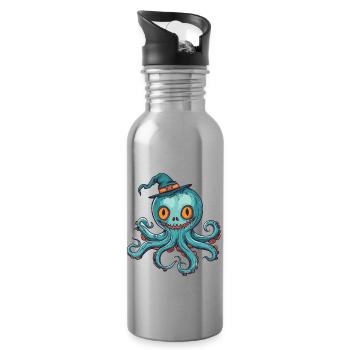 Octopus Halloween Comic Funny - Water bottle with straw - silver - Right