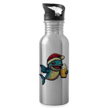Piranha Poisson Bière Noël - Gourde avec paille intégrée - argent clair - Droite