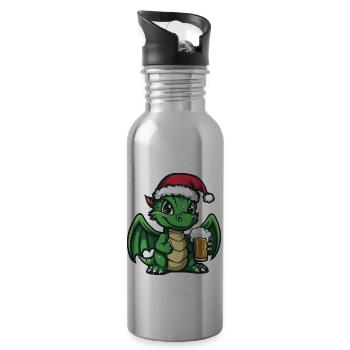 Dragon Beer Xmas Christmas - Water bottle with straw - silver - Right
