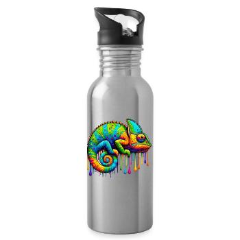 Chameleon - Water bottle with straw - silver - Right
