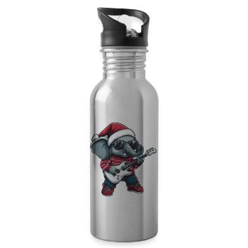 Elephant Christmas Rocker Guitar - Water bottle with straw - silver - Right