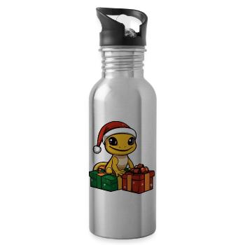 Cadeaux de Noël Lizard Gecko - Gourde avec paille intégrée - argent clair - Droite