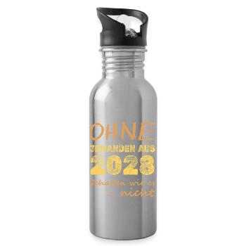 2028 - Water bottle with straw - silver - Right
