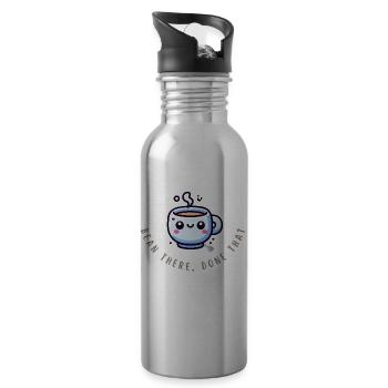 Bean There, Done That – Funny Coffee Shirt - Water bottle with straw - silver - Right