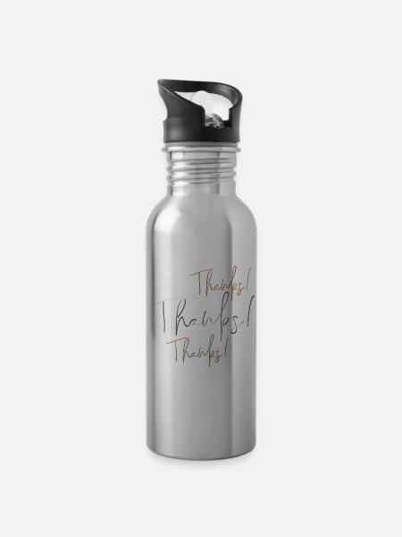 Thanks Thanks Thanks, Danke - Trinkflasche mit integriertem Trinkhalm - Lightsilver