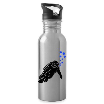 Silhouette de plongeur - Gourde avec paille intégrée - argent clair - Droite