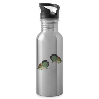 Niedliche Weltraum-Turtles - Trinkflasche mit integriertem Trinkhalm - Lightsilver - Rechts