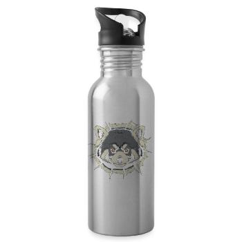 Süßer Roter Panda guckt aus Riss - Trinkflasche mit integriertem Trinkhalm - Lightsilver - Rechts