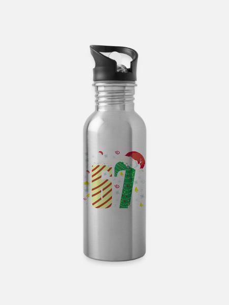 67 Christmas  - Trinkflasche mit integriertem Trinkhalm - Lightsilver