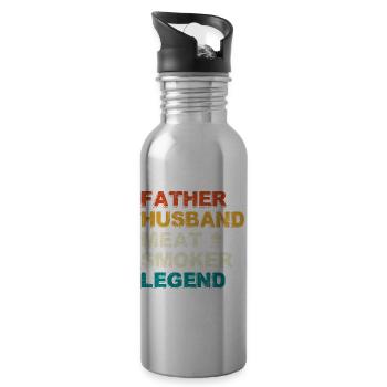 Father Husband Meat Smoker Legend - Trinkflasche mit integriertem Trinkhalm - Lightsilver - Rechts