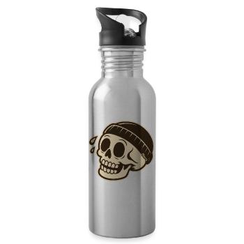 Skull skull with cap design - Water bottle with straw - silver - Right