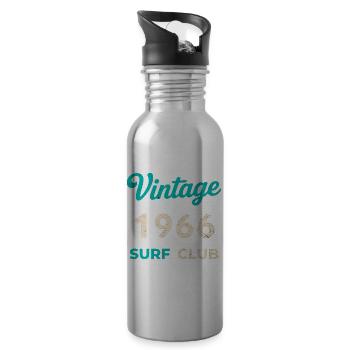 Vintage 1966 Surf Club Retro Geburtsjahr Geschenk - Trinkflasche mit integriertem Trinkhalm - Lightsilver - Rechts