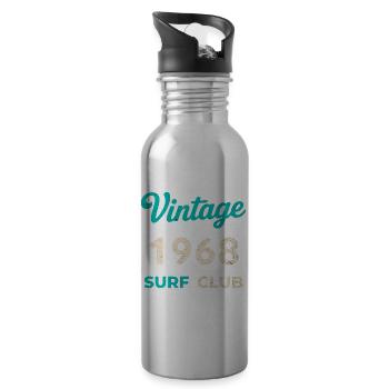 Vintage 1968 Surf Club Retro Geburtsjahr Geschenk - Trinkflasche mit integriertem Trinkhalm - Lightsilver - Rechts
