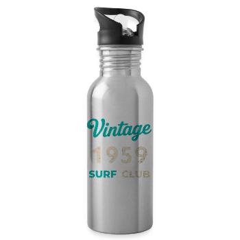Vintage 1959 Surf Club Retro Geburtsjahr Geschenk - Trinkflasche mit integriertem Trinkhalm - Lightsilver - Rechts
