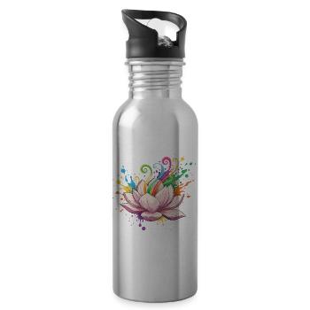 Leuchtende Lotusfarben Explosion - Trinkflasche mit integriertem Trinkhalm - Lightsilver - Rechts