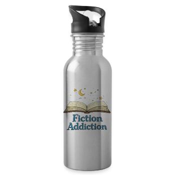 Fiction Addiction Open Book - Water bottle with straw - silver - Right