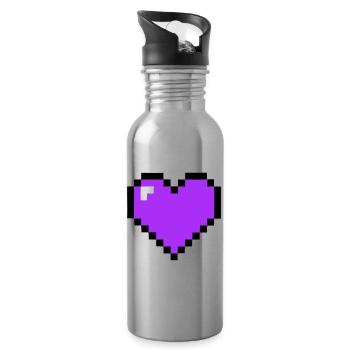 Pixel Heart 8-Bit Health - Water bottle with straw - silver - Right
