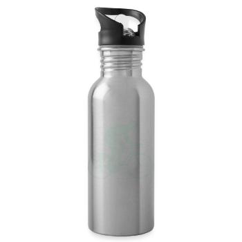 Cyclist Silhouette Mint - Water bottle with straw - silver - Right