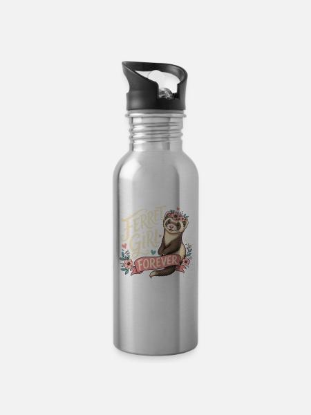 FERRET GIRL FOREVER - Water bottle with straw - silver